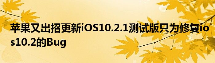 苹果又出招更新iOS10.2.1测试版只为修复ios10.2的Bug